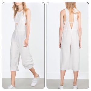 Zara Overall Layered Capri Jumpsuit S